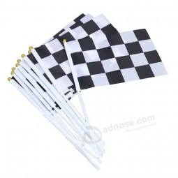 Logotipo personalizado que ondea a mano, bandera mini a cuadros, bandera de carreras de coches