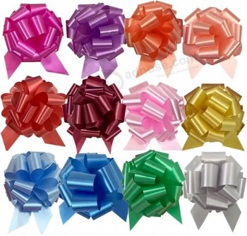 Cadeaux de fête de Noël imprimés sur mesure Ruban en plastique poly métallique solide Grand arc de traction géant pour porte de voiture