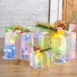 Nicro Caja de regalo Impermeable Oropel Yarda Carretera Inflable Retráctil Plegable Jardín Plegable Motivo Navideño Luces Decoraciones de Fiesta