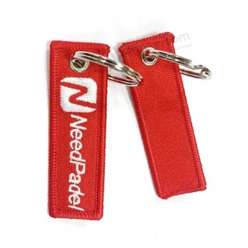 Personalized Wholesale Custom Fabric Embroidery Patch Key Ring Tag Embroidered Key Chain Keyring Keychain