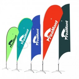 Teardrop flying banner beach flag pole pole vendita ora open house car wash swooper personalizzato stampato piuma bandiera con base a punta