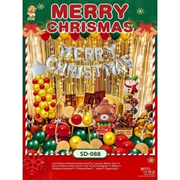 grünes rotes Band Latex Dekoration Ballon Weihnachtsfeier Luftballons mit Papier frohe Weihnachten Flagge Banner und Quaste