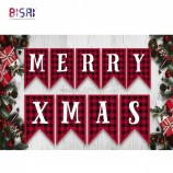 Commercio all'ingrosso promozione personalizzata poliestere appeso decorazione buon natale banner banner