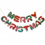 Venta al por mayor Decoraciones de fiesta de Navidad Banner de papel Banderas colgantes Feliz Navidad Banner para decoración de fondo de pared