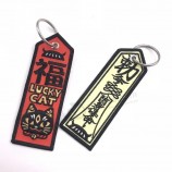 Vente en gros Design Logo Tissu Porte-clés / Broderie Porte-clés Porte-clés / Broderie personnalisée Porte-clés Jet Tags