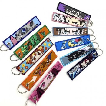 YYX Stock Cartoon keychain Fabric Keychain Woven key chain luggage tag Anime Embroidery Keychain Embroidered Jet Tag Key Tag