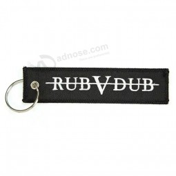 Aangepaste geweven stof borduurwerk sleutelhanger sleutelhanger aangepaste Jet Tags