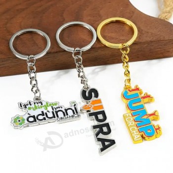 Logo de l’entreprise nom lettre or argent émail doux porte-clés design personnalisé porte-clés en métal, porte-clés logo personnalisé, porte-clés personnalisé