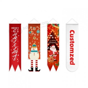 Commercio all'ingrosso promozione personalizzata poliestere appeso decorazione buon natale banner banner