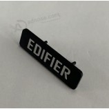 Logotipo personalizado de corte de diamante, placa de identificación de aluminio anodizado en relieve, placa de etiqueta de metal, insignia de pin
