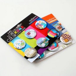 プロモーションラウンドスターハート38mm 58mmカスタムピンボタンバッジ、バッジ素材メタルバックピン、錫ボタンバッジ無料サンプル