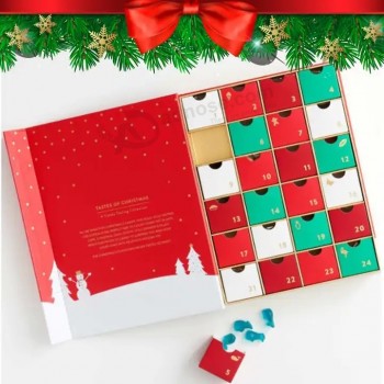 Ricicla la confezione regalo di carta di cartone decorativa Calendari dell'avvento personalizzati di bellezza per Natale