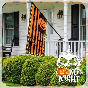 2023 Goedkoop nieuw product dubbelzijdige sublimatie reclamecampagne Happy Halloween Yard LED-tuinvlag met paal