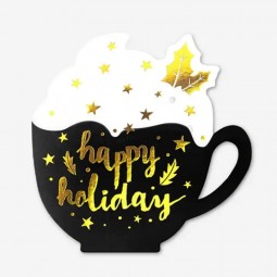 10 piezas de tarjeta de felicitación de Navidad Tarjeta de muñeco de nieve dorado Tarjeta de decoración de árbol de Navidad con colgante pequeño
