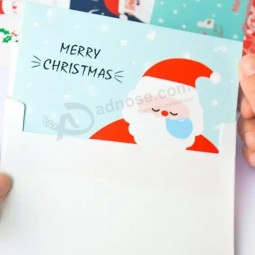 Venta al por mayor Moda Diseño Personalizado Impresión Papel Kraft Navidad Felicitación Papel Tarjetas de Regalo