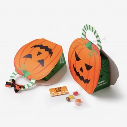 Benutzerdefinierte Halloween Süßigkeiten Box Cartoon Kürbis Geschenk Box Weihnachtskeks Süßigkeiten Handwerk Verpackung niedliche Geister Papier Box mit Griff