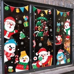 サンタの雪だるま静的ステッカーメリークリスマスウィンドウステッカーギフトステッカー