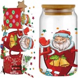 16OZ tazza wrap Decorazioni Natalizie UV Adesivo di Trasferimento per Tazze di Vetro Decorazioni Natalizie Strofinare sui Trasferimenti per Decalcomanie Artigianali