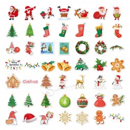 子供のための100個のクリスマスステッカー、子供かわいいクリスマスデコレーションビニール防水ステッカーラップトップ用ホリデーステッカー