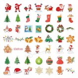 100Pcs Autocollants de Noël pour les enfants, Enfants Mignons Décorations de Noël Vinyle Autocollant Imperméable Autocollants de vacances pour ordinateur portable