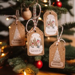 Kerstvakantie partij decoratie cadeau tags Kraft papier cadeau kerst tags hangen label