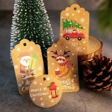 Calcetín personalizado personalizado Kraft Swing Tag Feliz Navidad Etiquetas de decoración Tarjetas de envoltura de regalo Impresión de etiquetas colgantes