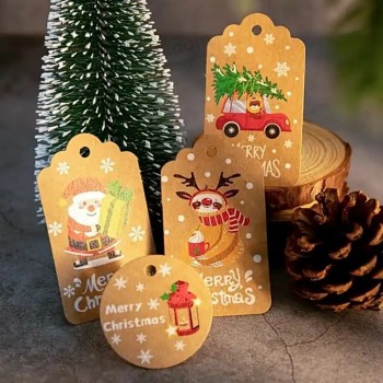 Calzino personalizzato personalizzato Kraft Swing Tag Buon Natale Decorazione Etichette Carte da regalo Stampa Hang Tags