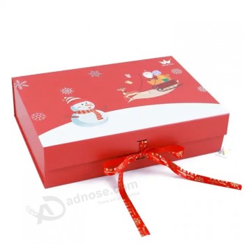도매 geschenkbox 크리스마스 선물 상자 Boite Cadeau Emballage 노엘 리본 사용자 정의 크리스마스 포장 선물 상자