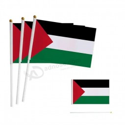 Precio competitivo Bandera de agitación de mano 14 * 21 cm Poliéster duradero Bandera de mano de Palestina