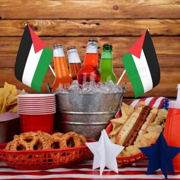 Bandiera della Palestina Piccola Con Asta 14x21cm Bandiera Palestina Sventolante Bandiera Palestinese Bifacciale Poliestere per Eventi