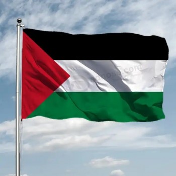 Campione gratuito di vendita calda 100% poliestere doppio lato formato personalizzato stile colore mano bandiera della Palestina per auto, bandiera della palestina auto