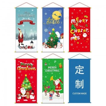 Banner colgante promocional personalizado de feliz Navidad, banner de desplazamiento de pared