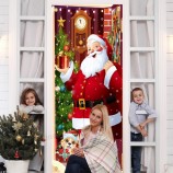 Cubierta de la puerta de Navidad Papá Noel telón de fondo Puerta de Navidad colgante Claus Banner X Mas Decoraciones de la fiesta Photo Booth