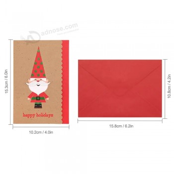 Vente en gros impression personnalisée Père Noël personnalisé Papier kraft Vacances Joyeux Noël cartes de voeux avec enveloppes Set Box