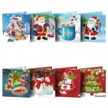 5d Diamond Painting Biglietto d'auguri Tridimensionale DIY Christmas Diamond Sticking Creative Folding Greeting Card Set