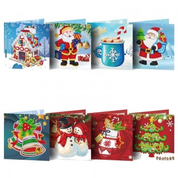 5d Diamond Painting Biglietto d'auguri Tridimensionale DIY Christmas Diamond Sticking Creative Folding Greeting Card Set