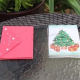 Di fascia alta stampa personalizzata OEM a buon mercato piega centrale auguri biglietti di Natale lamina d'oro di lusso biglietti di ringraziamento