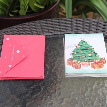 Hoog Beëindigen Gepersonaliseerde Druk OEM Goedkope de Groeten van de Centrumvouw Kerstkaarten Gouden Folie Luxe Dank U Kaarten