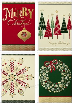 Custom Gold Foil Christmas Cards Set Bulk Holiday Thank You Cards Greeting New Years Cards