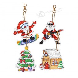 Kit di pittura con strass acrilici fai da te Diamond Painting Box Scatola cieca Buon Natale Portachiavi Portachiavi Charm Set per bambini