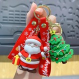 Promotional Gifts Rubber Key Chains Cartoon Santa Claus Christmas Tree Elk Snowman Keychains Silicone Keychain