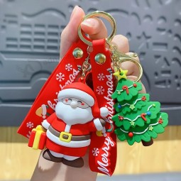 Regali promozionali Portachiavi in gomma Cartone animato Babbo Natale Albero di Natale Alce Pupazzo di neve Portachiavi Portachiavi in silicone
