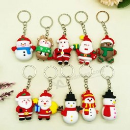 Groothandel DIY Kerst Souvenir Schattige Kawaii Mini Anime Dier 3D Cartoon Xmas Rubber Sleutelhanger Accessoires voor Kinderen