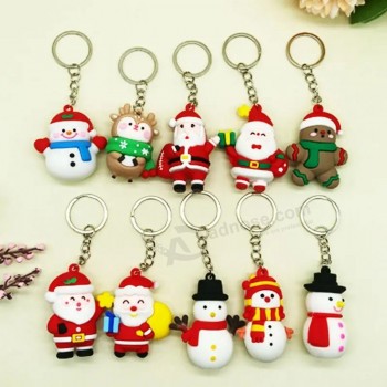 Groothandel DIY Kerst Souvenir Schattige Kawaii Mini Anime Dier 3D Cartoon Xmas Rubber Sleutelhanger Accessoires voor Kinderen