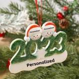 STOCK Decorazioni per l'albero di Natale in resina 2023 Famiglia di Natale Nome personalizzato Pupazzo di neve Ornamenti appesi Palline personalizzate