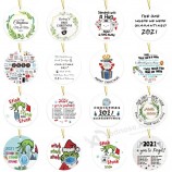 2023 Personalised Custom Round Circle Sublimation Blank Ceramic Hanging Christmas Ornaments Tree Ornament