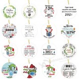 2023 Personalizado Personalizado Círculo Redondo Sublimación Cerámica en Blanco Adornos de Navidad Colgantes Adorno de Árbol