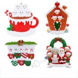 Decoraciones para el árbol Colgante de resina Papá Noel DIY colgantes Miembros de la familia Regalos Adornos de Navidad