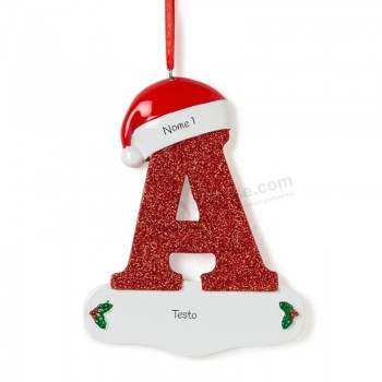 Newstar 26 Pièces Noël 26 Lettre Ornements Résine Rouge Arbre de Noël Ornements Lettre Pendentif Suspendu Ornements