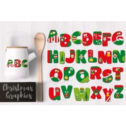 Christmas Alphabet Clip art commercial use PNG files-ABC clip art uppercase letters